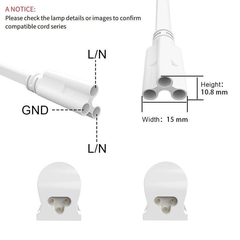 SHOPLED (4-Pack) 6FT T5 T8 LED Shop Light Connecting Wire, Dual-Ended Linkable Cable Cords for LED Tube Light Fixture, Ceiling Lamp, 4-Pack - Image 2